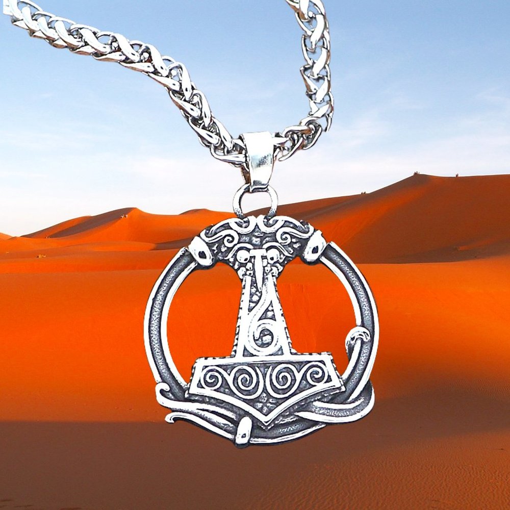 VIKING THOR HAMMER RUNE PENDANT NECKLACE